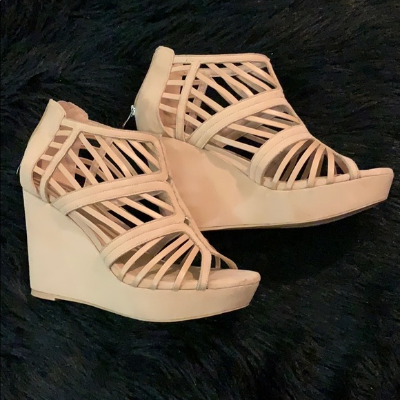 torrid Shoes - Torrid Nude Cage Cutout Platform Wedges Sz 12W